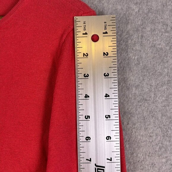 Talbots Sweater Women's Large Red Cashmere Blend Pullover Tie Cuff Preppy Casual - Picture 4 of 10